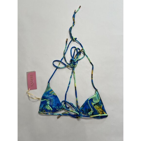 Kamari Swim Skye Triangle Tie Bikini Top in Blue - Picture 3 of 4